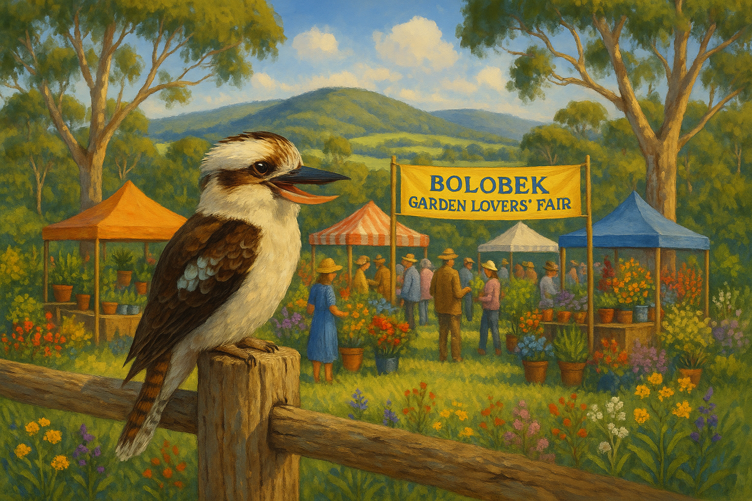 Bolobek Garden Lovers' Fair | Macedon Ranges . please a kookaburra in the image